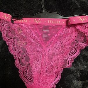 Women's Hot Pink Lace Thong